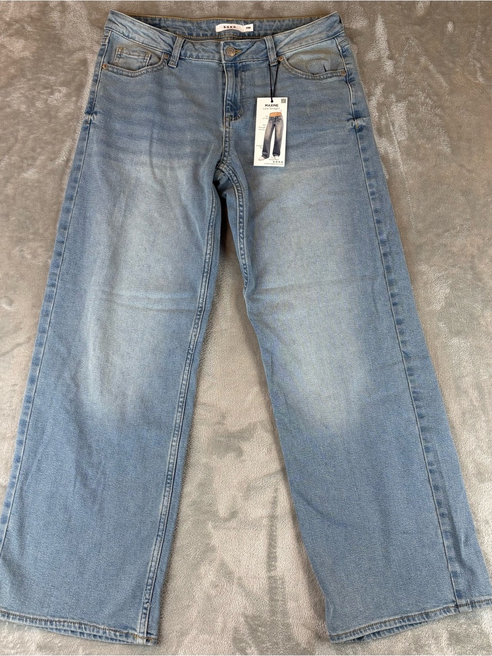 S.O.N.G. Maxine Low Rise Straight Leg Jeans Light Wash Denim Size 7/28